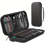 Akcesoria do Nintendo - TEMU Zgodne z Nintendo Switch 2 EVA Zipper Carrying Case - Przestronna, ochronna torba podróżna z wieloma przegródkami, czarny siatkowy design - miniaturka - grafika 1