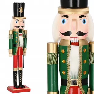 Dziadek do orzechów 60 cm zielono-czerwony figurka drewniana - Ozdoby bożonarodzeniowe - miniaturka - grafika 1