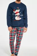 Piżamy męskie - Bawełniana piżama męska Cornette 115/236 Snowman granatowa - miniaturka - grafika 1