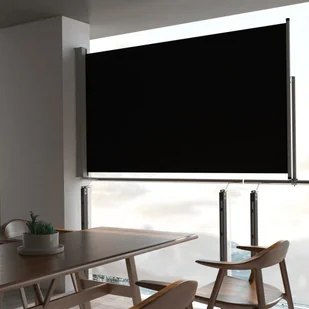 vidaXL Tarasowa, zwijana markiza boczna, 140 x 300 cm, czarna - Markizy - miniaturka - grafika 9