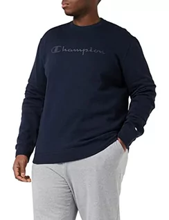 Bluzy męskie - Champion Męska bluza z kapturem American Classics Fall Fleece Big Logo Crewneck, Odcień niebieski w odcieniu, XL - grafika 1
