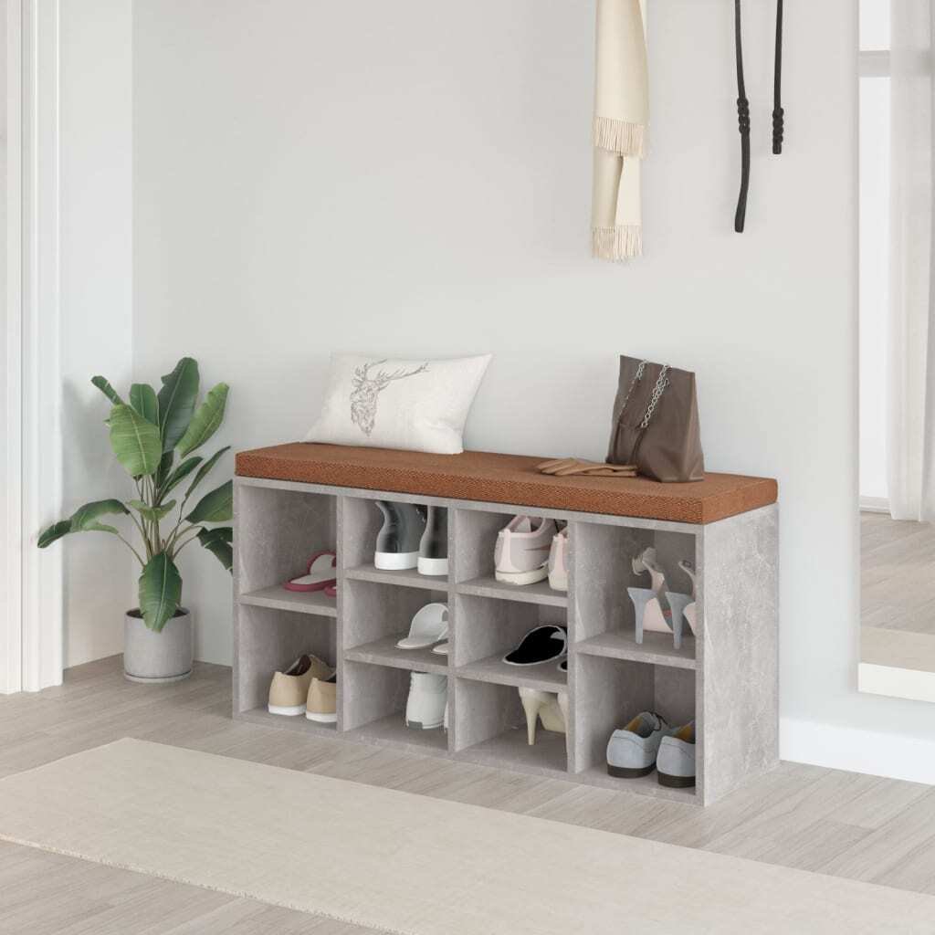 Ławka na buty beton szara 103x30x48 cm Materiał drewnopochodny