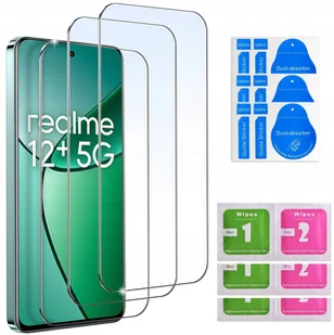 3x SZKŁO HARTOWANE do Realme 12+ Plus 5G SZYBKA 9H zestaw 3 sztuk - Szkła hartowane na telefon - miniaturka - grafika 1