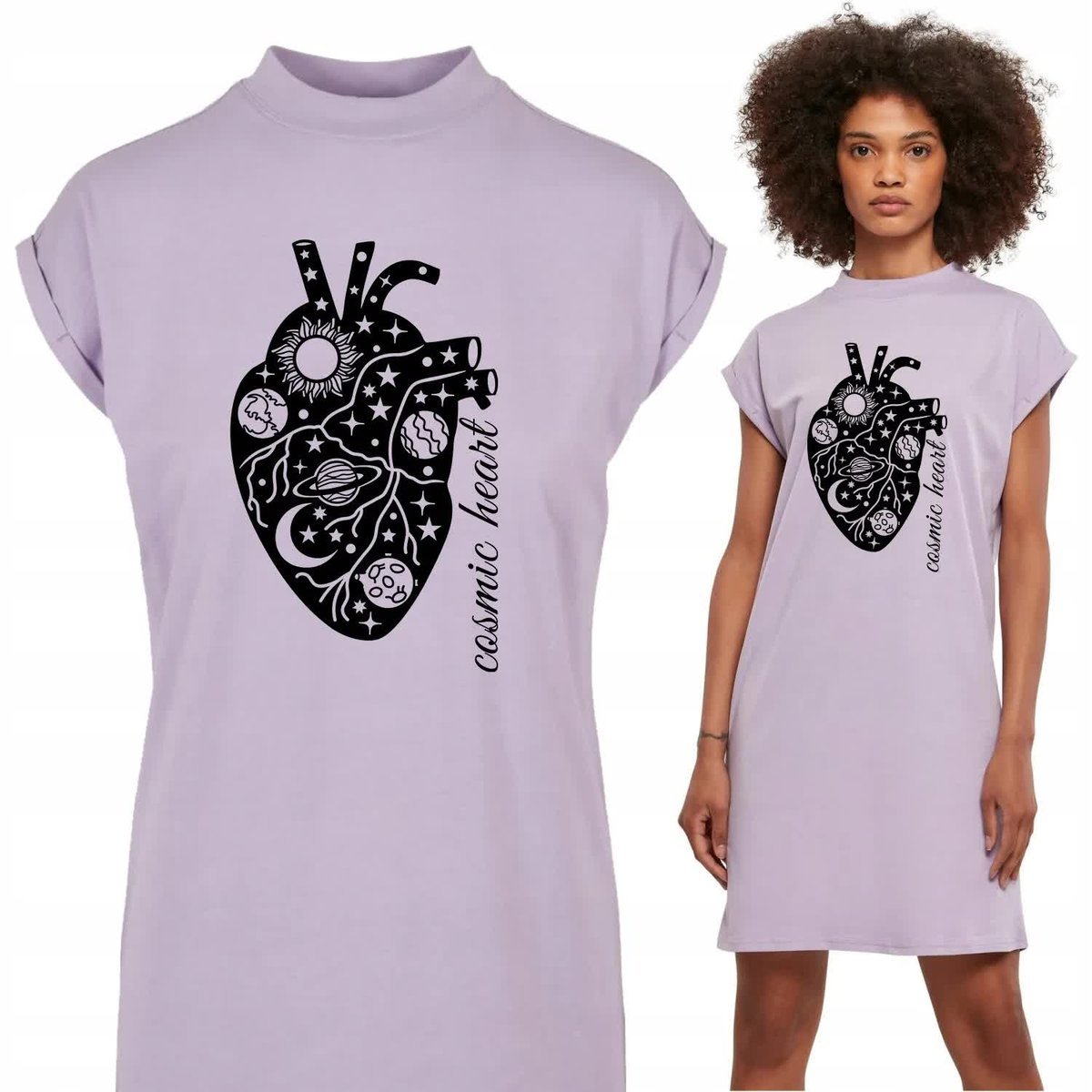 Koszula Nocna Lawendowa COSMIC HEART Różne Wzory L