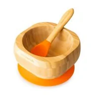 Miseczki i talerzyki dla dzieci - Ecorascals Miseczka Bambusowa głęboka z przyssawką i łyżeczką 250 ml - miniaturka - grafika 1
