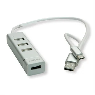 ROLINE 14.02.5037 huby i koncentratory USB 2.0 480 Mbit/s Srebrny, Biały 14.02.5037 - Huby USB - miniaturka - grafika 1