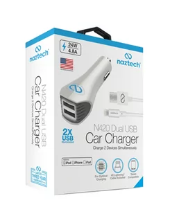 Apple Naztech N420 Dual Car Charger 2xUSB +kabel - Ładowarki samochodowe - miniaturka - grafika 1
