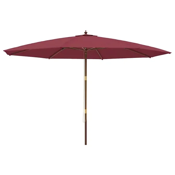 Parasol ogrodowy 400x273 cm, bordowy, UV, drewno, poliester