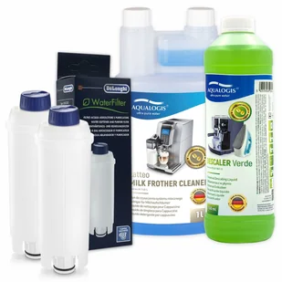 Zestaw Do Delonghi, Filtr DLSC002 2 szt, Aqualogis Latteo 1l,  Aqualogis Verde 750ml - Akcesoria i części do ekspresów do kawy - miniaturka - grafika 1