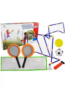Import LEANToys Zestaw Do Piłki Nożnej Badmintona Siatkówki 3 w 1 Dwie Wersje Bramki 9187 - Zabawki i gry sportowe - miniaturka - grafika 2