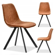 Krzesła - Krzesło Styl Indystrialny W Skórze Koniak Brąz Vintage Mocna Noga Proxi - miniaturka - grafika 1