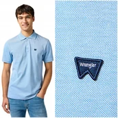 Koszulki męskie - Wrangler REFINED POLO SHIRT Blue błękitna bawełniana polówka małe logo 3XL - miniaturka - grafika 1