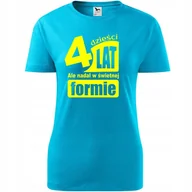 Koszulki i topy damskie - Damska Koszulka z Nadrukiem 40 lat i nadal w formie Prezent na Urodziny turkusowy M - miniaturka - grafika 1