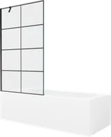 Wanny - Mexen Vega wanna prostokątna 160 x 70 cm z obudową i parawanem 1-skrzydłowym 100 cm, czarny wzór - 550116070X9510007077 - miniaturka - grafika 1