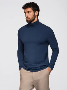 Męski longsleeve gładki z golfem - granatowy V2 OM-LSCL-0130 S - Koszulki męskie - miniaturka - grafika 1