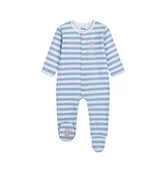 Pajacyki dla niemowląt - Pajac dla dziecka do 2 lat, z misiem i napisem będę grzeczny od jutra, w paski - miniaturka - grafika 1