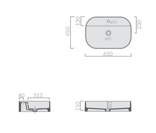 Galassia Smart B Umywalka nablatowa 65x45 cm biały mat 7400MT - Umywalki - miniaturka - grafika 2