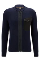 Kurtki męskie - BOSS Męska kurtka Knitted, ciemnoniebieska, L (DE) - miniaturka - grafika 1