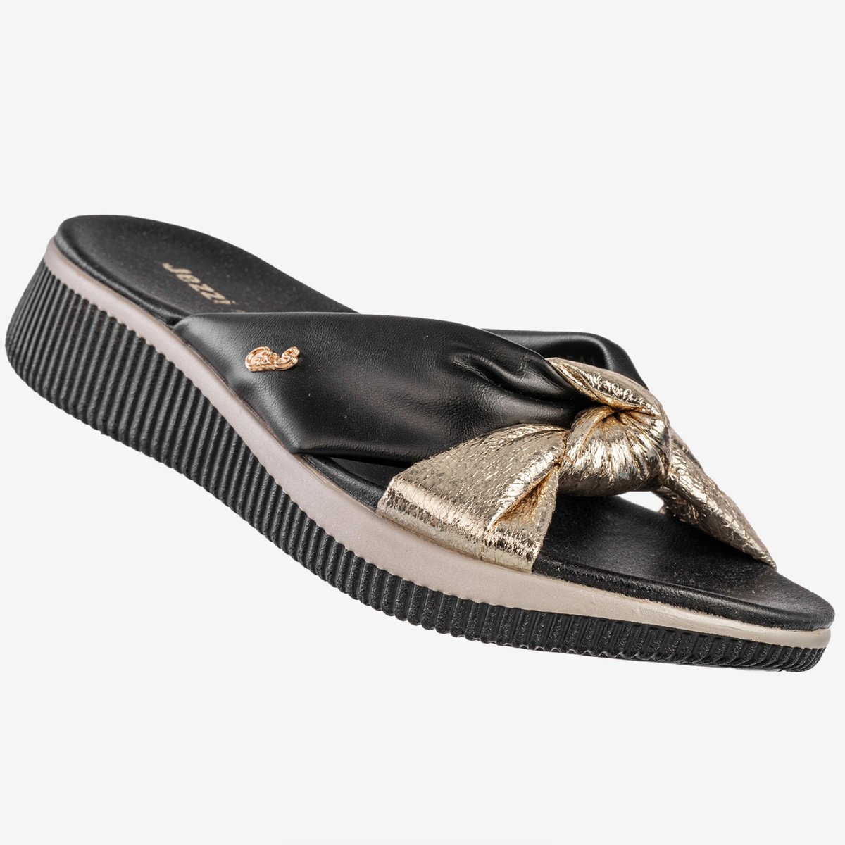 Klapki Damskie Ekoskóra Na Platformie Eleganckie Czarne Jezzi 22SD98-4541 Czarny 37