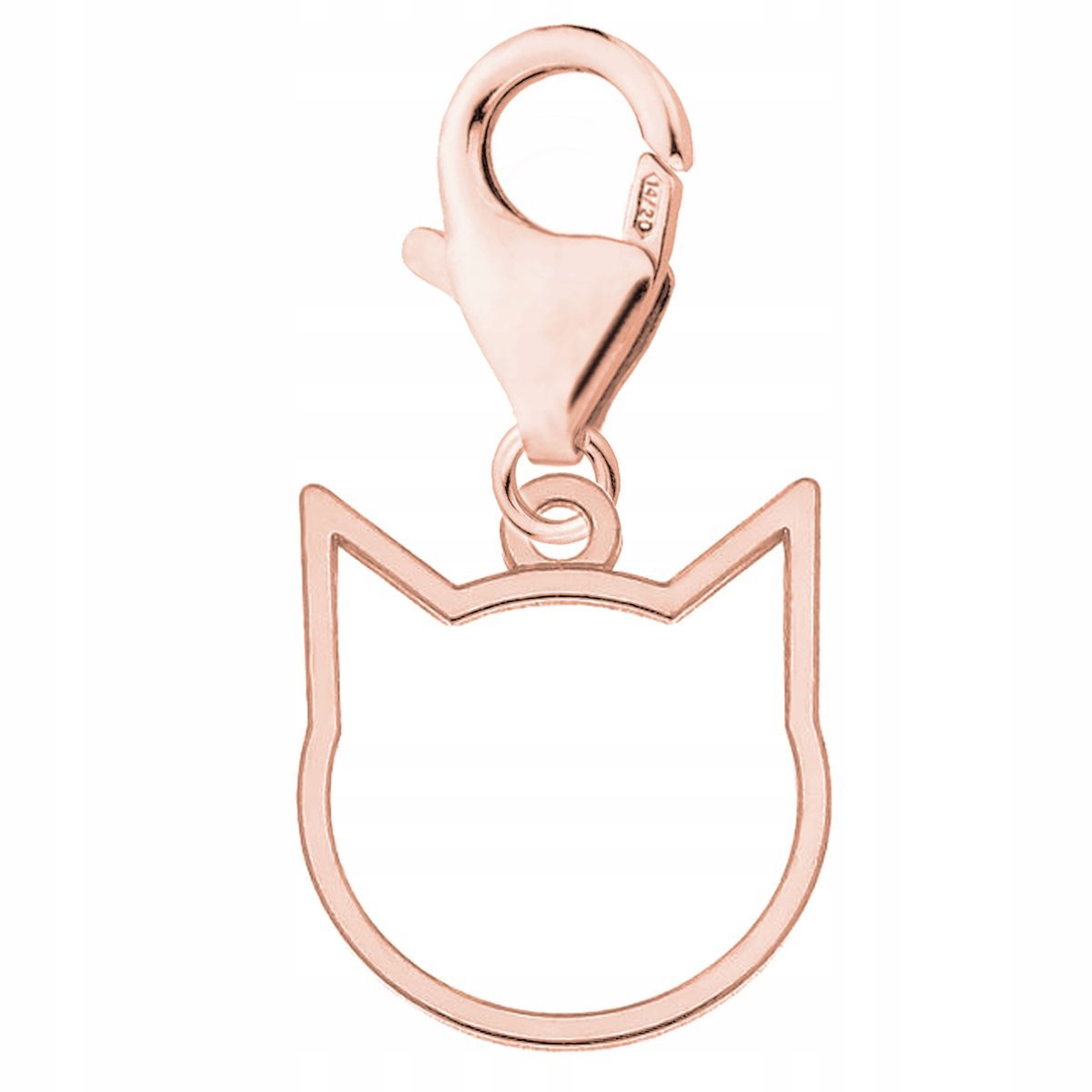 Zawieszka Pozłacana Karabińczyk z Kotem Głowa Kota Kot Kotek Cat SREBRO 925