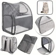 Transportery dla kotów - PLECAK TRANSPORTER TORBA DLA KOTA PSA Z SIATKI W PEŁNI WENTYLOWANY SKŁADANY - miniaturka - grafika 1