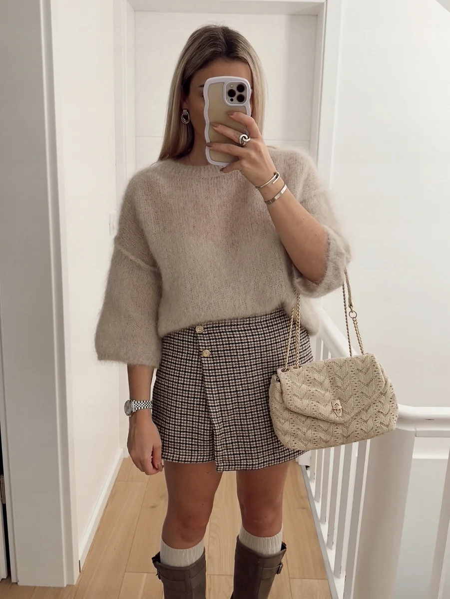 Sweter z przeszyciem 80 % kid moher