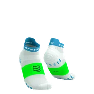 Skarpetki sportowe męskie - COMPRESSPORT Skarpetki do biegania krótkie PRORACING SOCKS V4 RUN LOW white/norse blue/neon green - miniaturka - grafika 1