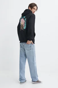 Volcom bluza bawełniana męska kolor czarny z kapturem z nadrukiem - Bluzy męskie - miniaturka - grafika 1