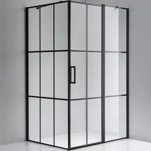 Hydrosan Czarna prostokątna kabina prysznicowa 120x80 drzwi uchylne BS02C - Kabiny prysznicowe - miniaturka - grafika 1