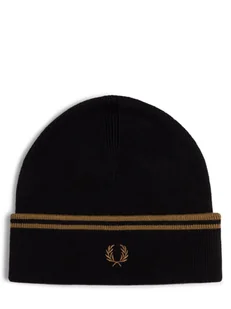 Fred Perry Czapka męska Mężczyźni Wełna czarny jednolity, ONE SIZE - Czapki męskie - miniaturka - grafika 1