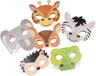Dodatki do strojów karnawałowych - Maski Zwierzęta Słoń Zebra Safari Urodziny 12 Szt - miniaturka - grafika 1