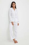 Piżamy damskie - Lauren Ralph Lauren piżama lniana kolor biały ILN92335 - miniaturka - grafika 1