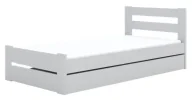 Łóżka - Białe klasyczne łóżko z szufladą i materacem 80x160 L6-H49 - miniaturka - grafika 1