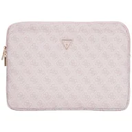 Torby na laptopy - Torba Guess Sleeve 14" 4G Zipper Pocket Triangle Logo różowy - miniaturka - grafika 1
