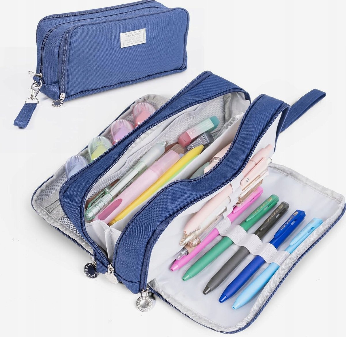 PIÓRNIK 2000ML GRANATOWY POJEMNY ORGANIZER ETUI DUŻY WYTRZYMAŁY