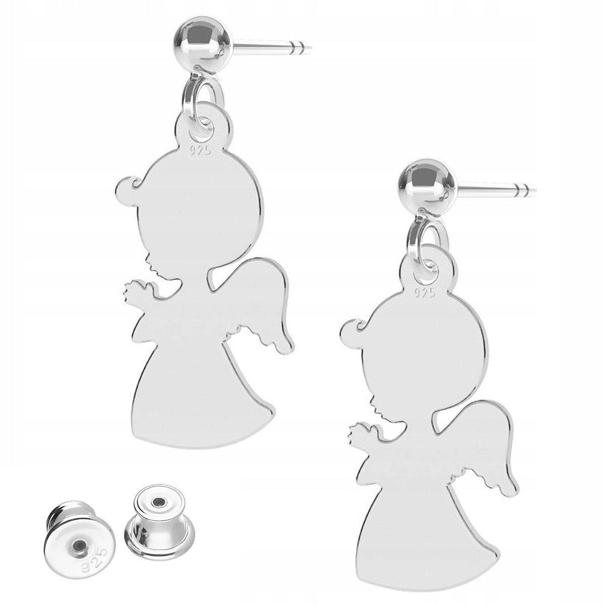Kolczyki Srebrne Anioły Aniołki Chłopiec Angel Aniołek Stróż SREBRO 925