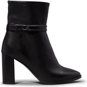 Botki damskie - Calvin Klein Skórzane botki na słupku - miniaturka - grafika 1