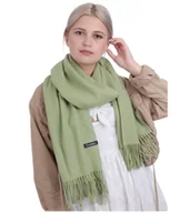 Apaszki i szaliki damskie - SZAL DAMSKI CHUSTA DUŻY MIŁY Ciepły Szalik JASNY ZIELONY dla kobiet - miniaturka - grafika 1