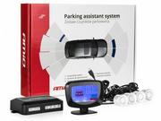 Czujniki parkowania - AMIO Czujniki parkowania AMiO z wyświetlaczem LED graficzny i buzzerem 4 sensory 22mm białe P14-0163 - miniaturka - grafika 1