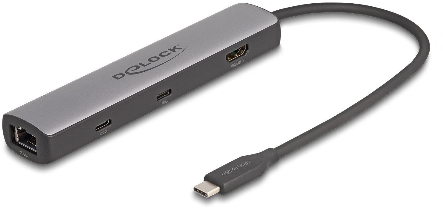 Stacja/replikator Delock USB 40 Gbps USB Type-C™ stacja dokująca 8K - HDMI / USB 10 Gbps / 2,5 Gigabit LAN / PD 3.0 100 W 87865