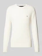 Swetry męskie - Sweter o kroju slim fit z dzianiny o fakturze jodełki - miniaturka - grafika 1