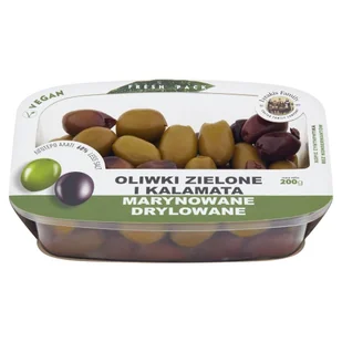 Oliwki zielone i kalamata marynowane - drylowane / Fresh Pack 200g Lyrakis Family - Pasztet i przetwory mięsne - miniaturka - grafika 1