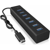Części i akcesoria do laptopów - Icy Box IB-hub1409-U3 4-fach USB-Hub (Type-A połączenie) z 4 X USB 3.0 (Type-A) portami, zintegrowany przewód (40 cm), aluminium, czarny, czarny IB-Hub1700-C3 - miniaturka - grafika 1