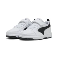 Buty dla dziewczynek - Dziecięce sneakersy PUMA Rebound V6 Lo PUMA White Black transparent - miniaturka - grafika 1