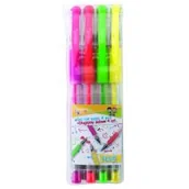 Długopisy - GIMBOO Długopis żelowy GIMBOO Fluo, 0,8mm, 4 szt., zawieszka, mix kolorów 17025424-99 - miniaturka - grafika 1