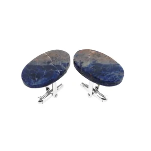 Spinki do mankietów Sodalit owalny (S750) Srebro [925] - Spinki do mankietów i krawatów - miniaturka - grafika 1