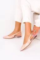 Baleriny - Beżowe baleriny damskie z odkrytą piętą wzór plecionki skórzana wkładka Casu D21X11-N - miniaturka - grafika 1