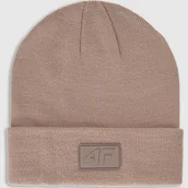 Czapki damskie - Czapka Dziecięca 4F Zimowa Beanie Bawełna Beżowa 4FJWAW25ACAPU653 Beżowy One size - miniaturka - grafika 1