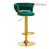 Taborety i hokery - 4Rico Hoker barowy QS-B313a aksamit zielony - miniaturka - grafika 1