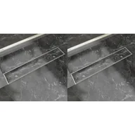 Odpływy liniowe - VidaXL Odpływ prysznicowy liniowy, stal nierdzewna, 2 szt., 630x140 mm - miniaturka - grafika 1